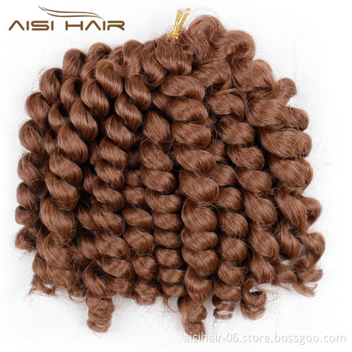 Aisi Hair 8inch Jumpy Wand Curl Crochet Braids 20 Roots Jamaican Bounce Synthetic Crochet Hair Extension for Black Women